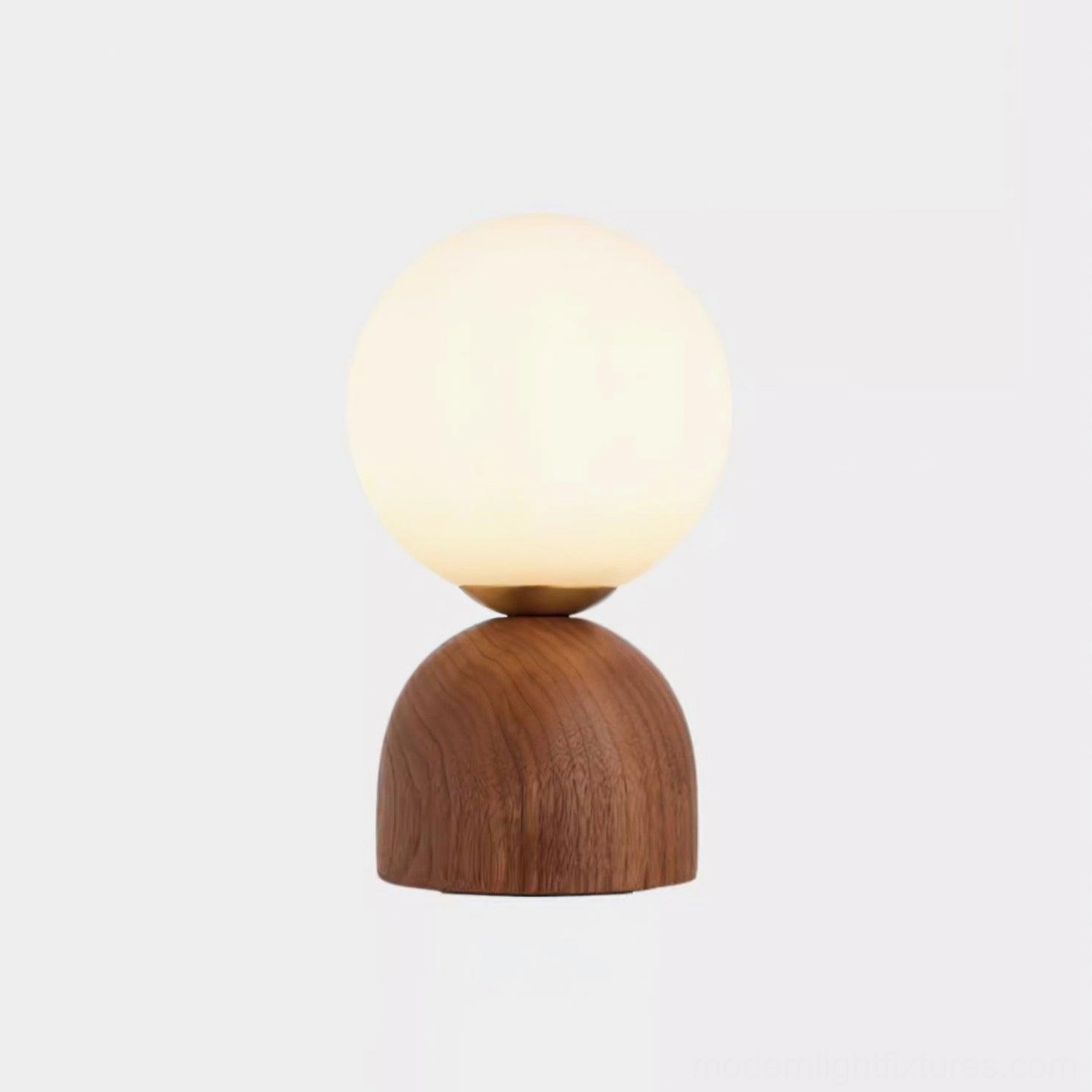 Walnut wood knuckle table lamp with sphere shade clean line modern aesthetic design