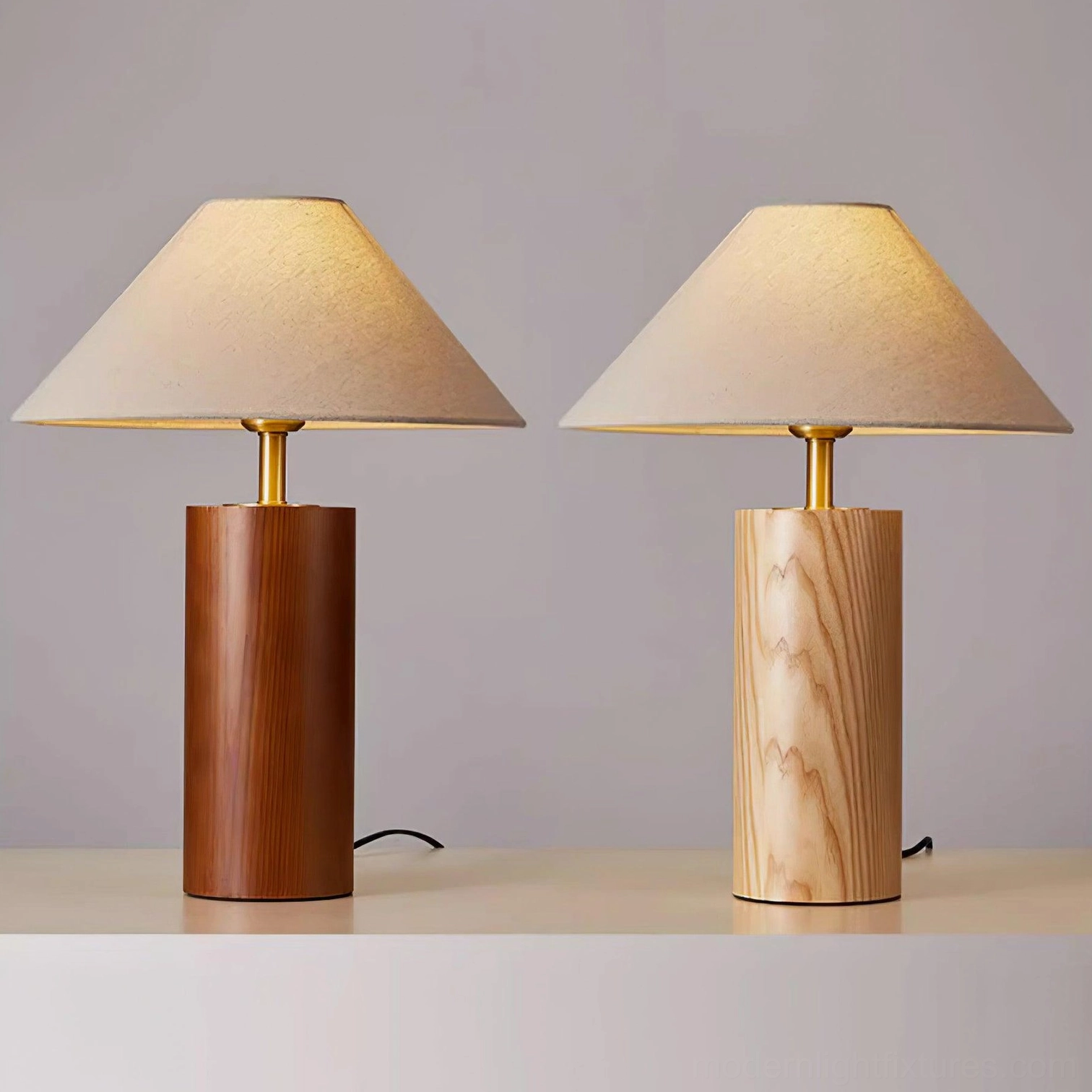 Walnut wood table lamp as functional and aesthetic addition to bedroom interior design
