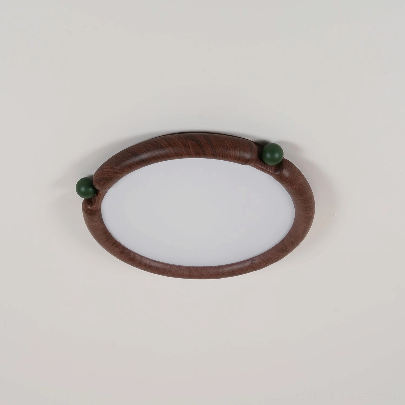 Modern round wood-grain ceiling light with warm white cool light color temperature options