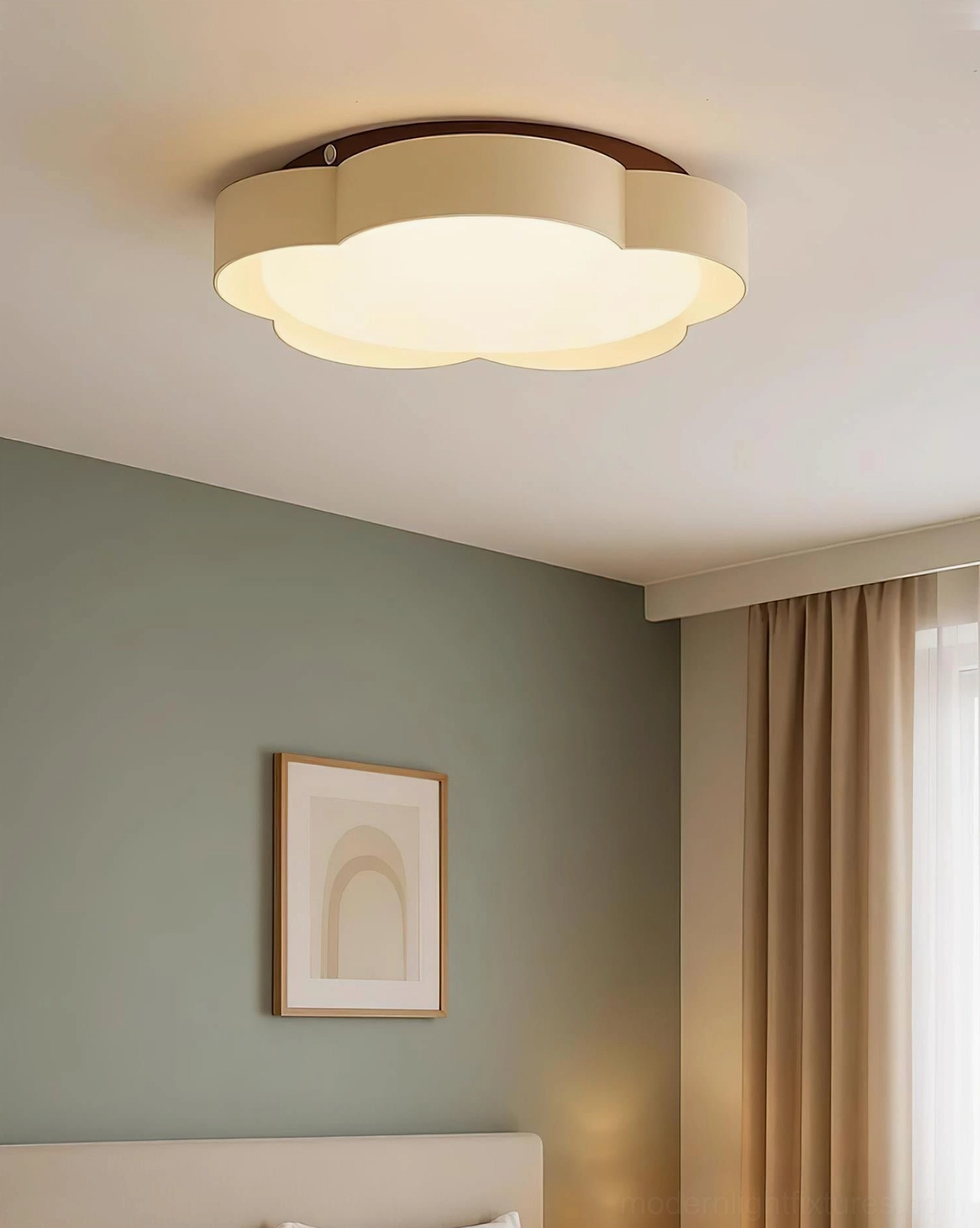 Warm white flower ceiling light fixture - damp rated for bathrooms and covered outdoor areas