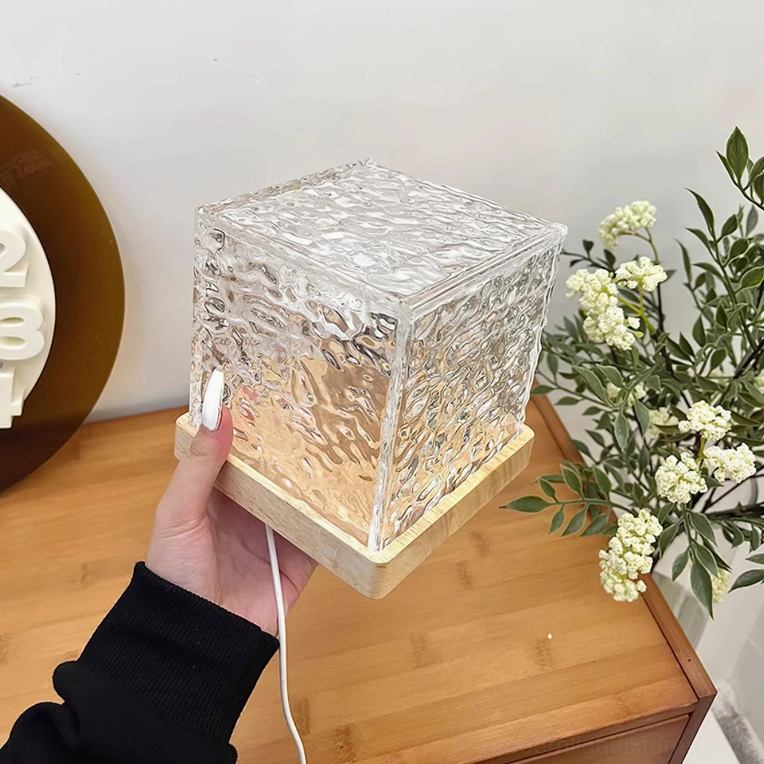 Compact water ripple table lamp 5.1 inch diameter ideal for bedside nightstand desk accent display surfaces