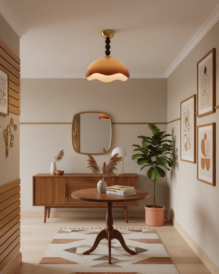 Wave Coralia gradient brown wavy glass ceiling light fixture highlighting architectural ceiling details