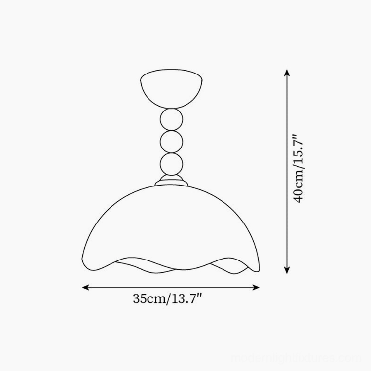 Wave Coralia ceiling light technical specification drawing showing 35cm width and 40cm height dimensions