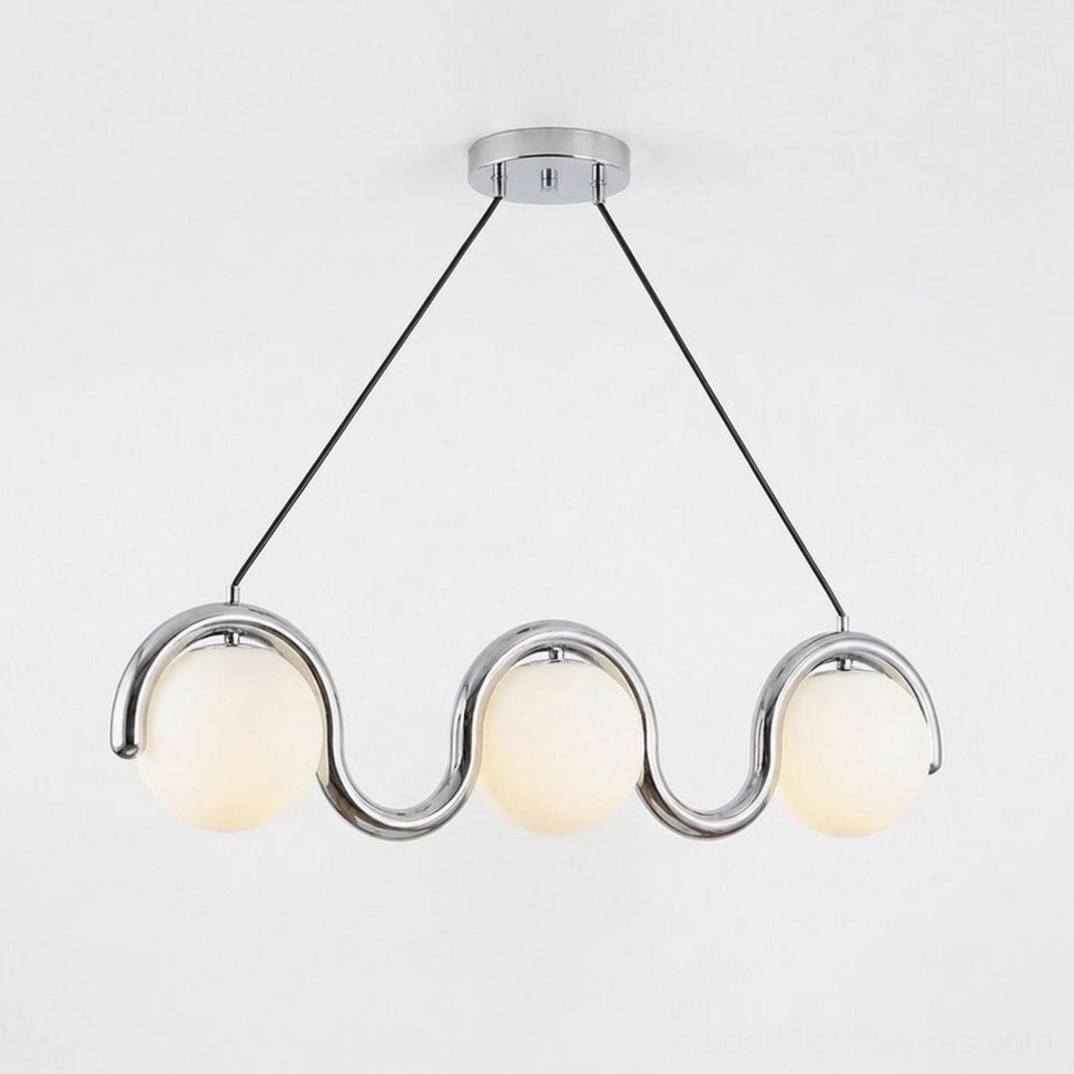 Contemporary linear wave pendant lamp suitable for kitchen island and dining spaces