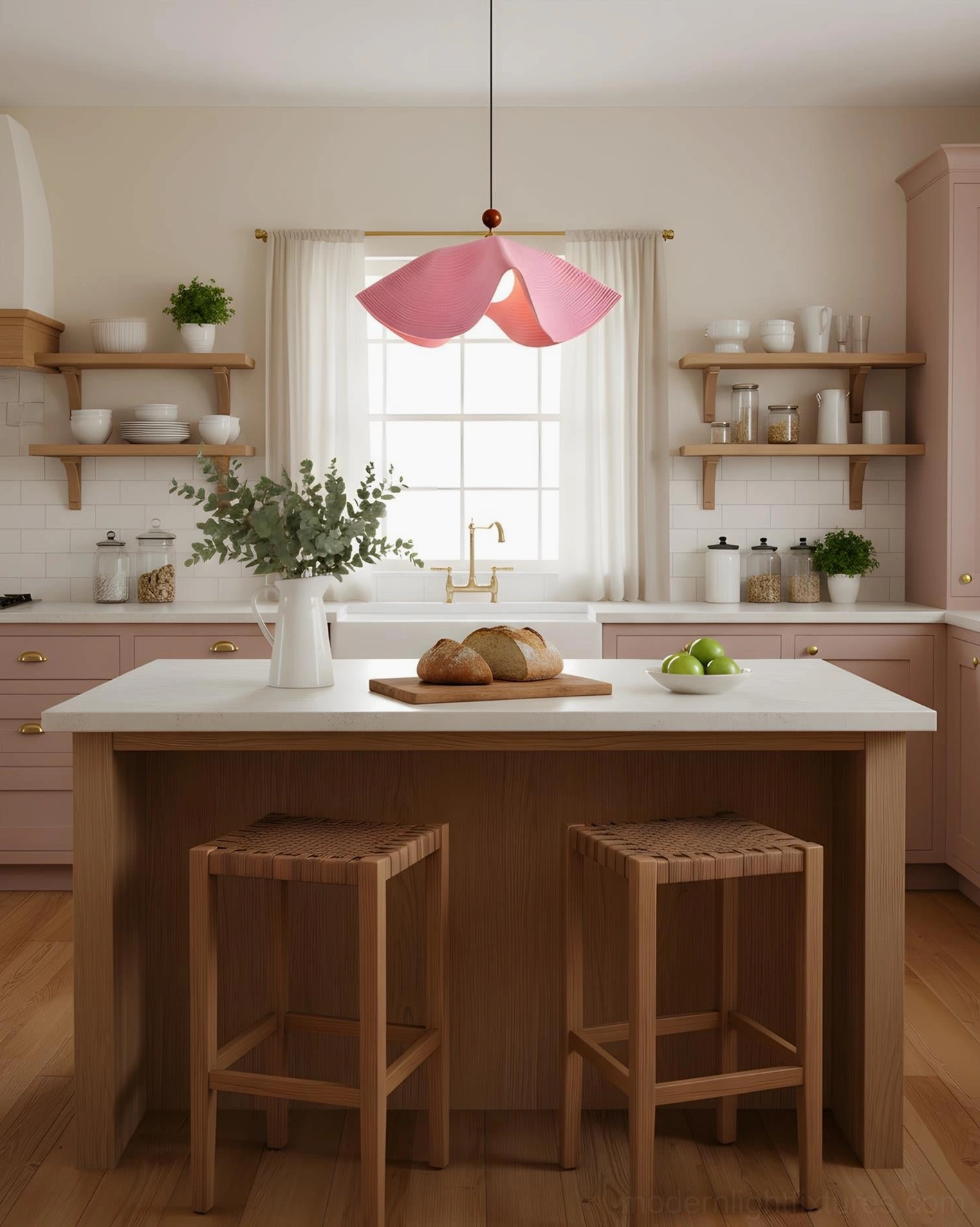 Wave pendant light sculptural fabric shade showing rippled texture and diffused lighting
