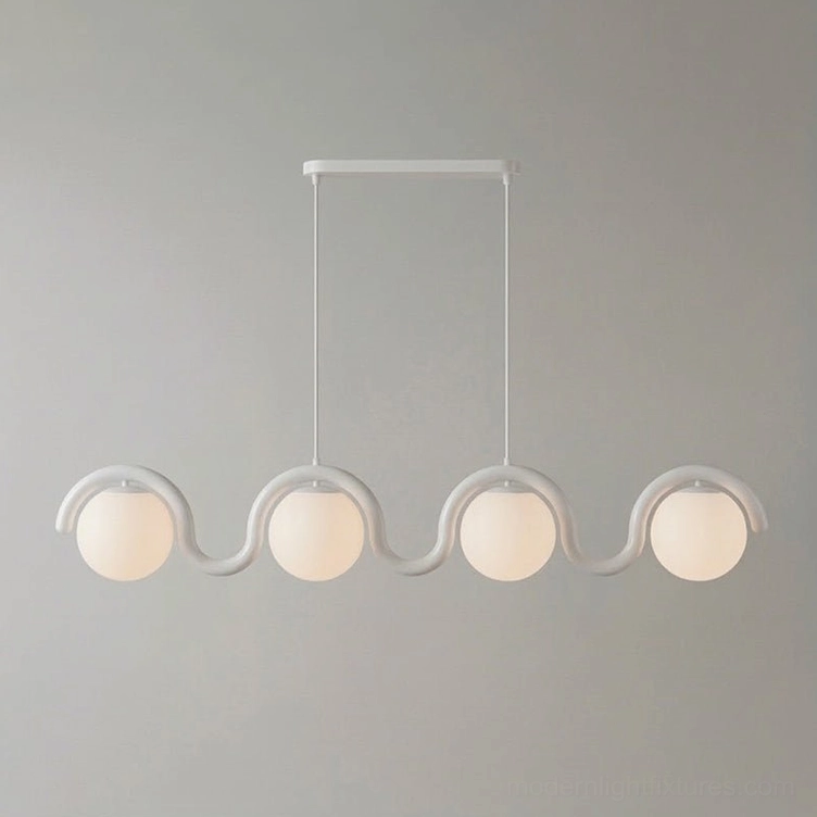 Linear wave pendant lamp available in multiple finishes for contemporary interior design