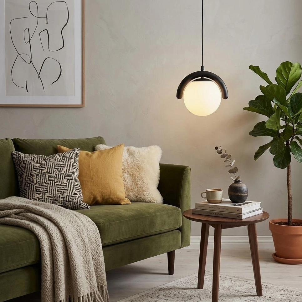 Linear wave pendant lamp demonstrating size comparison between multiple head configurations