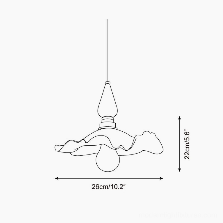 Wavely pendant light technical dimensions diagram showing 26cm diameter and 22cm height specifications