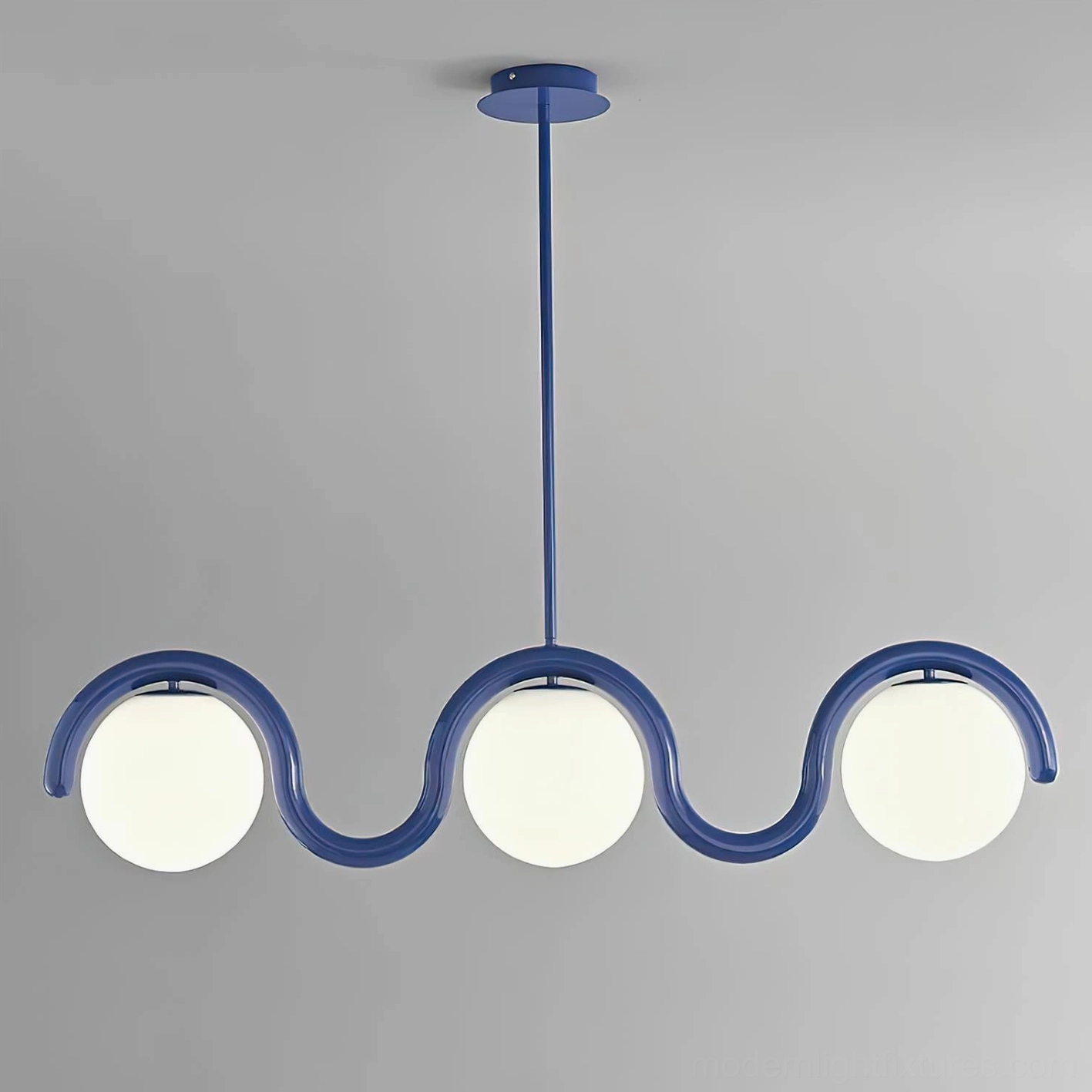 Wavora wave chandelier undulating metal frame with spherical glass diffusers contemporary style