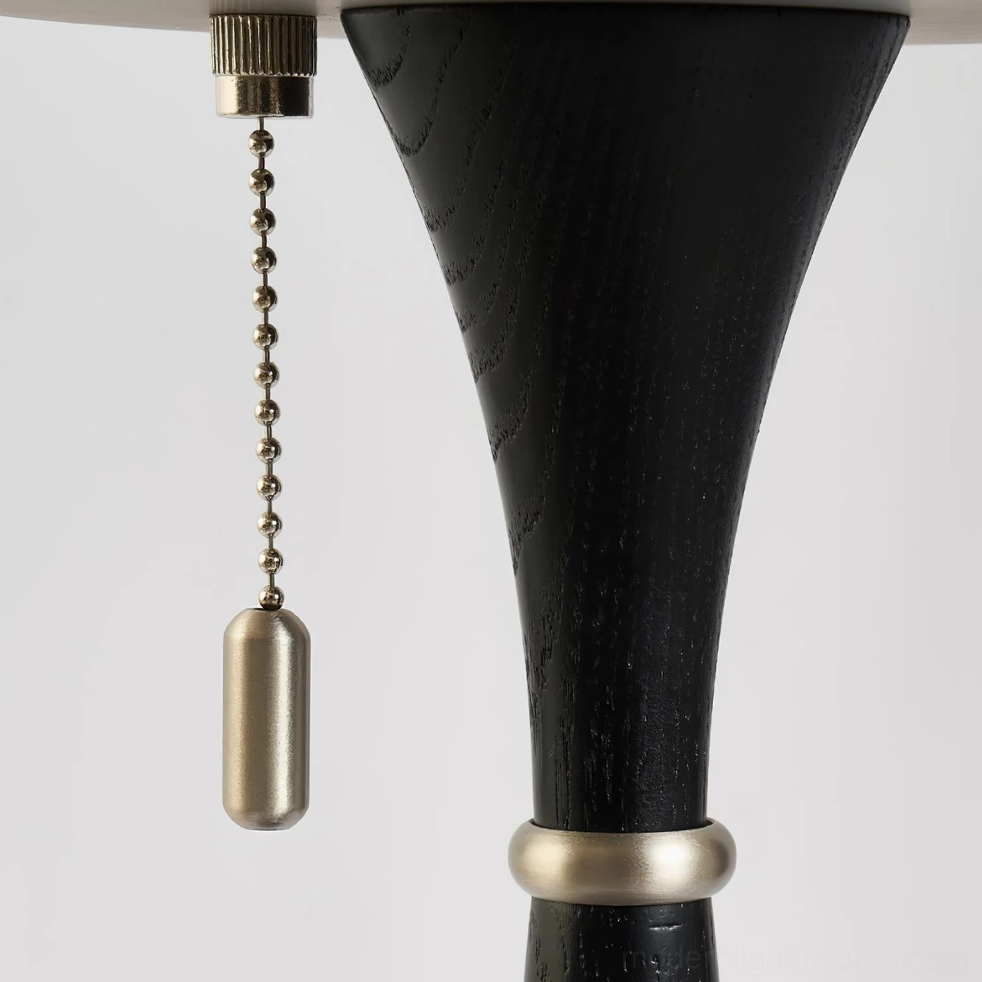 Welma modern table lamp with pleated ribbed shade dark wood pole metal base contemporary styling