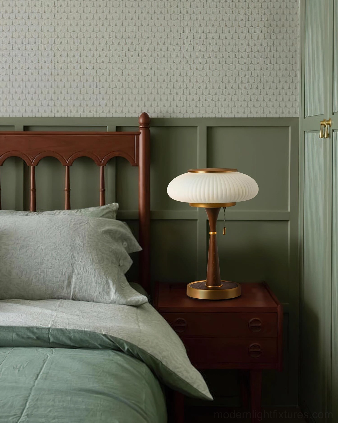 Welma pleated dome table lamp architectural shade design mid-century modern styling detail shot