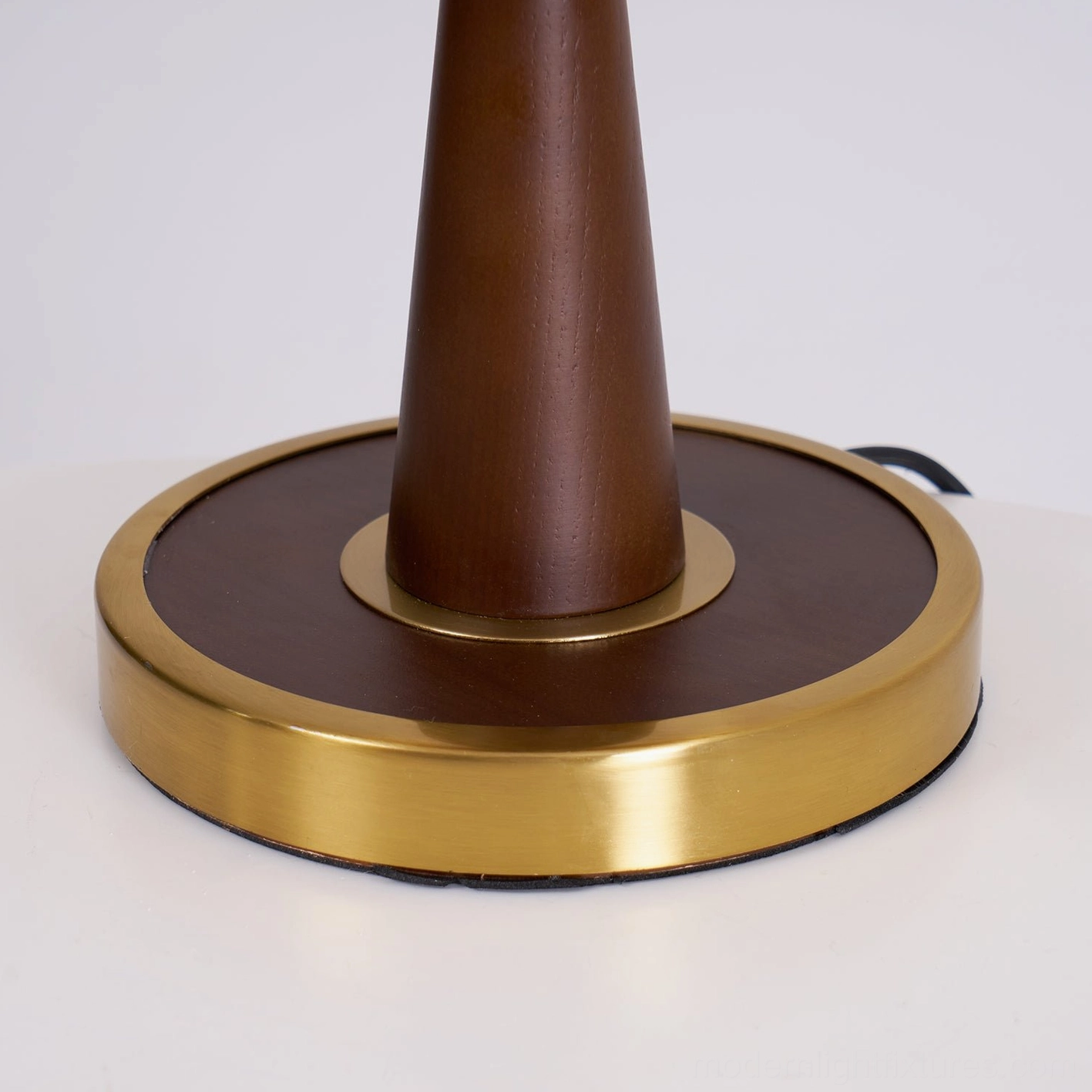 Welma pleated table lamp mid-century modern design walnut finish gold accents home interior accent