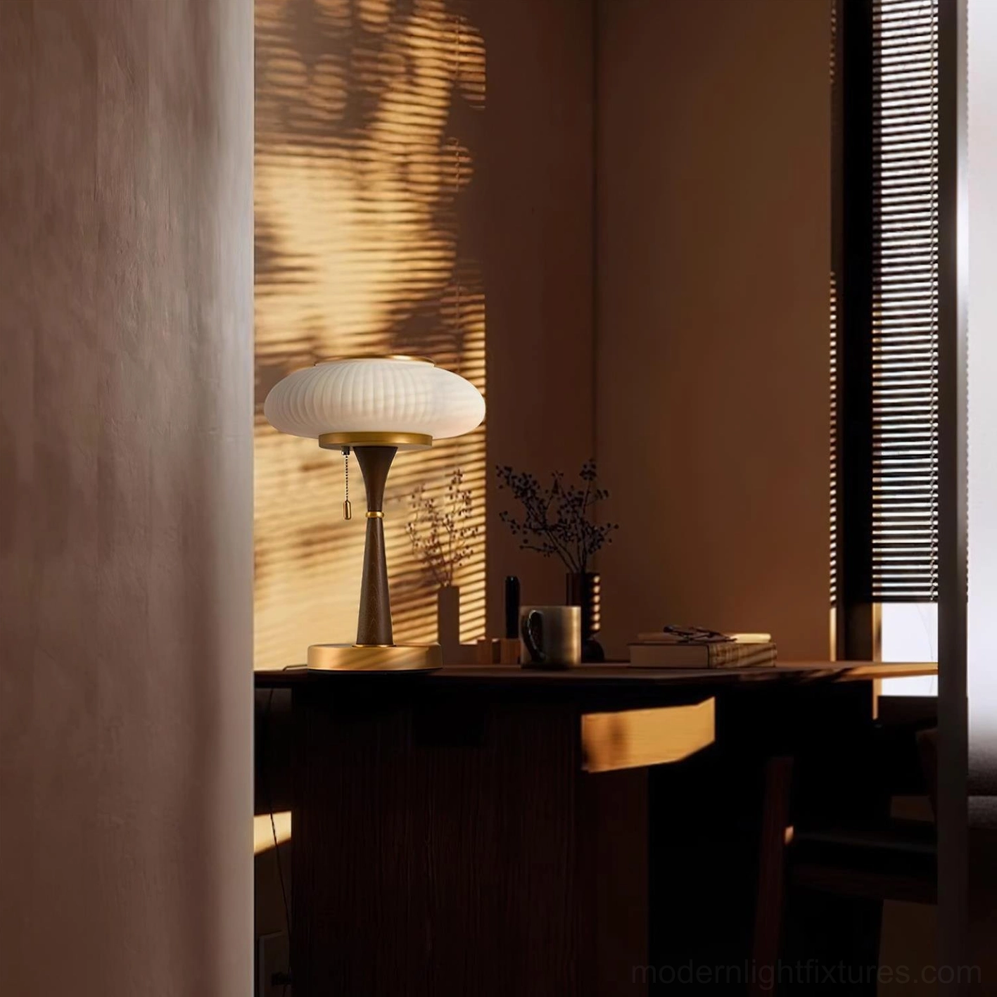 Welma pleated table lamp with warm diffused lighting mid-century modern design room styling