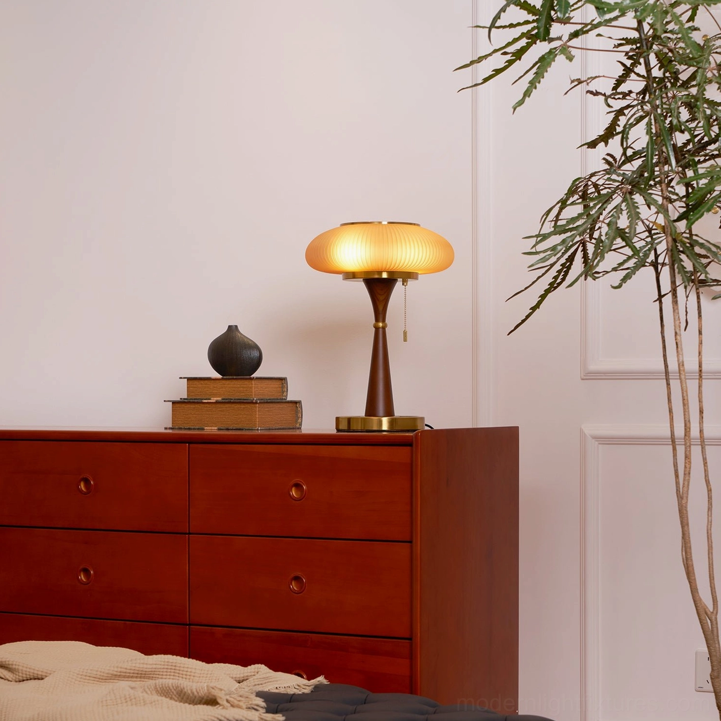 Welma mid-century modern pleated mushroom table lamp warm ambient lighting home decor styling