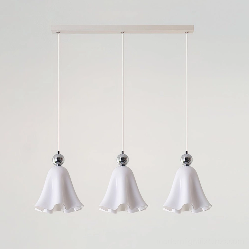 White Vellia 3-head triple pendant light multi-head hanging lamp configuration
