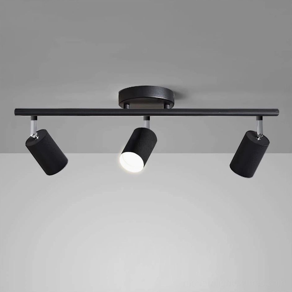 6-head white track ceiling light fixture with adjustable spotlights, modern minimalist aesthetic lighting