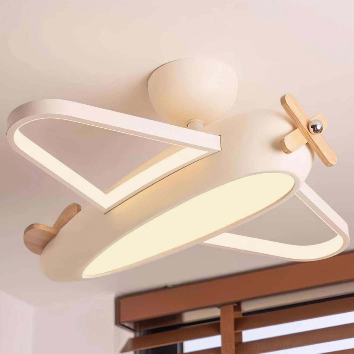 Airplane ceiling light in white color for minimalist modern interior design and clean aesthetics