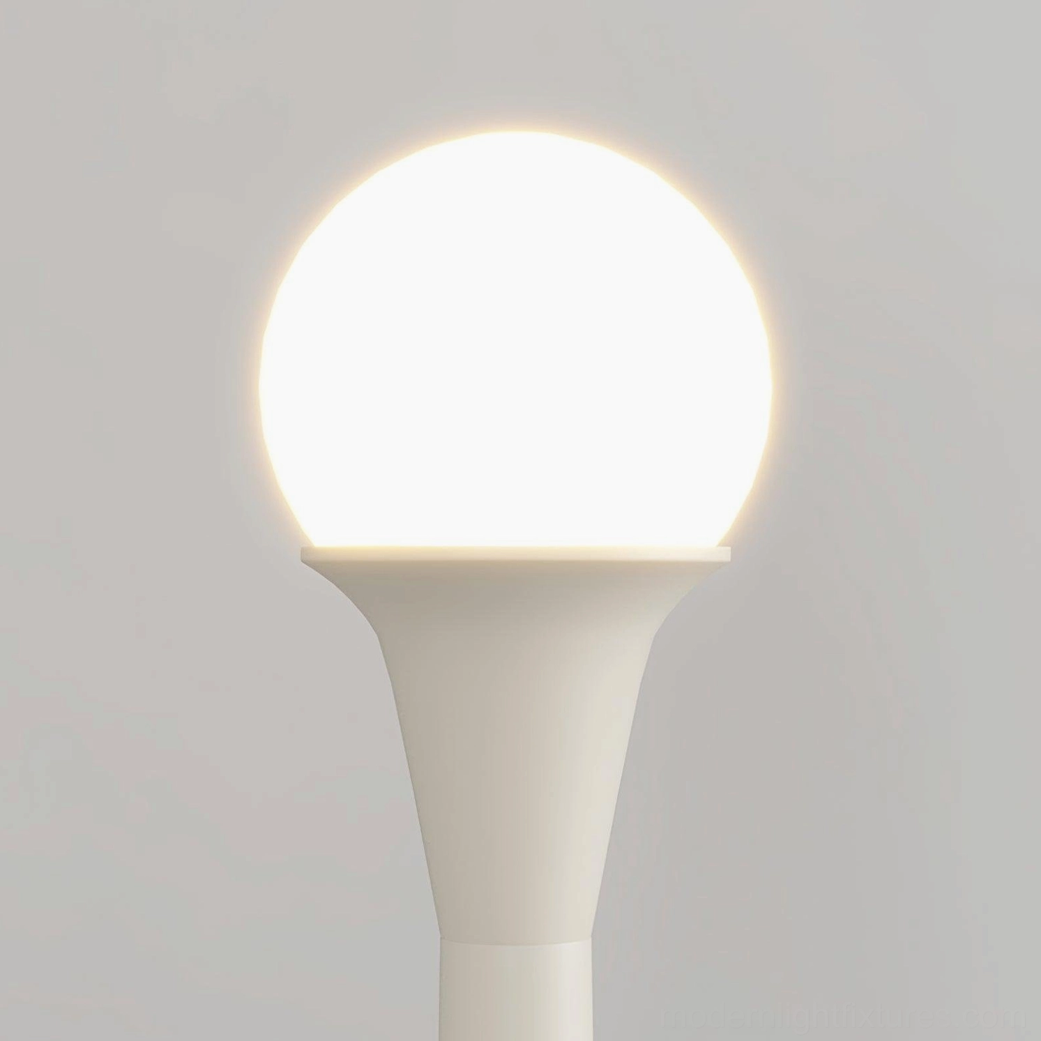 White bamboo joint floor lamp in room setting showing ambient lighting effect and color tone warmth