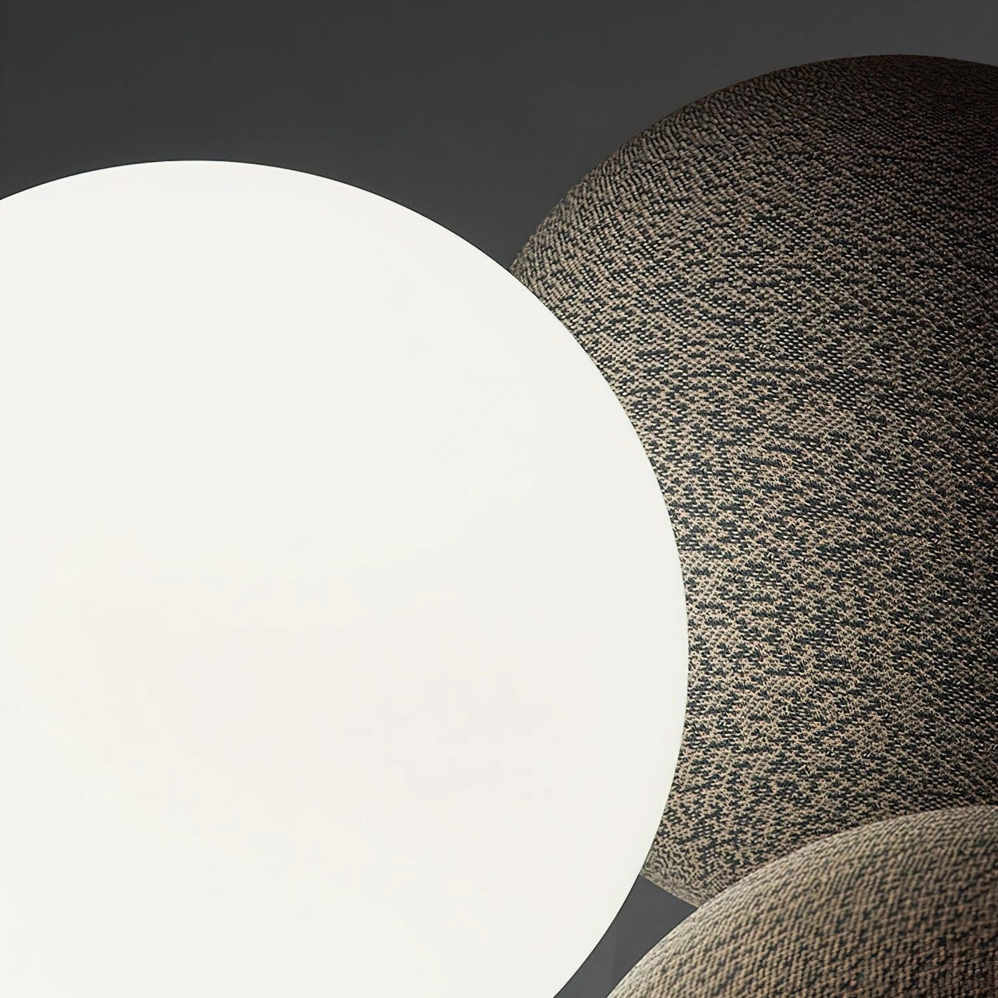 White bubble cluster pendant light creating minimalist visual lightness in contemporary interior
