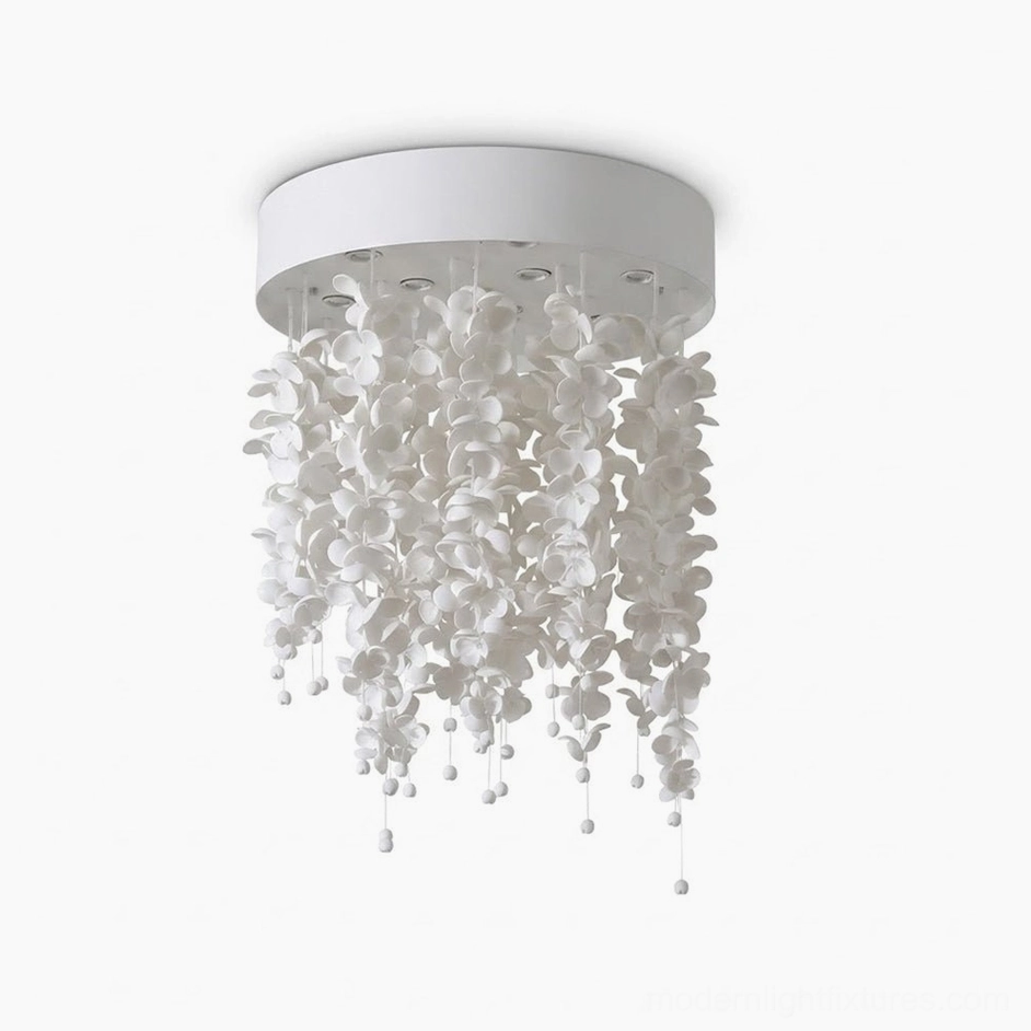 White ceramic petal chandelier 25.6 inch diameter 31.5 inch drop height modern luxury hanging light fixture