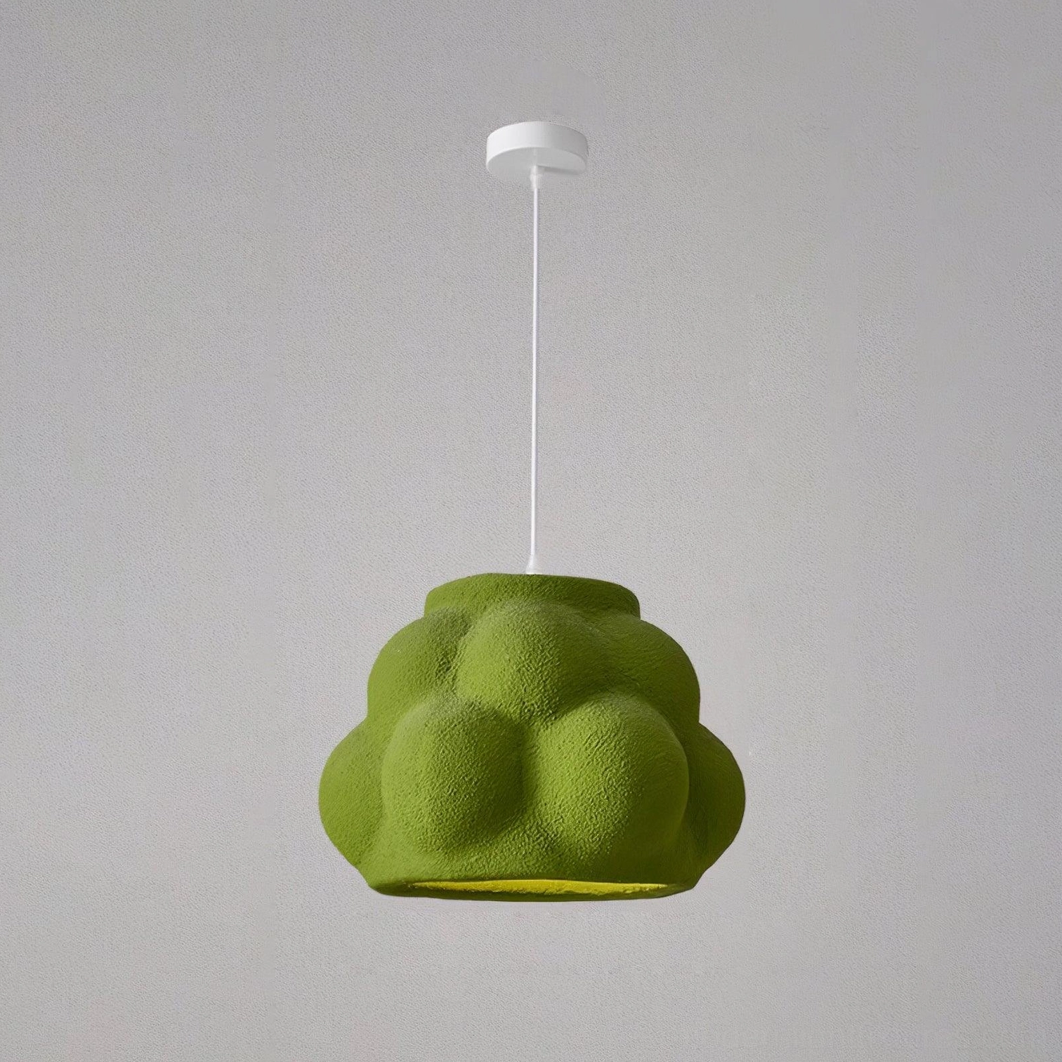White matte wabi-sabi cloud pendant lamp showing dimensional form and organic silhouette