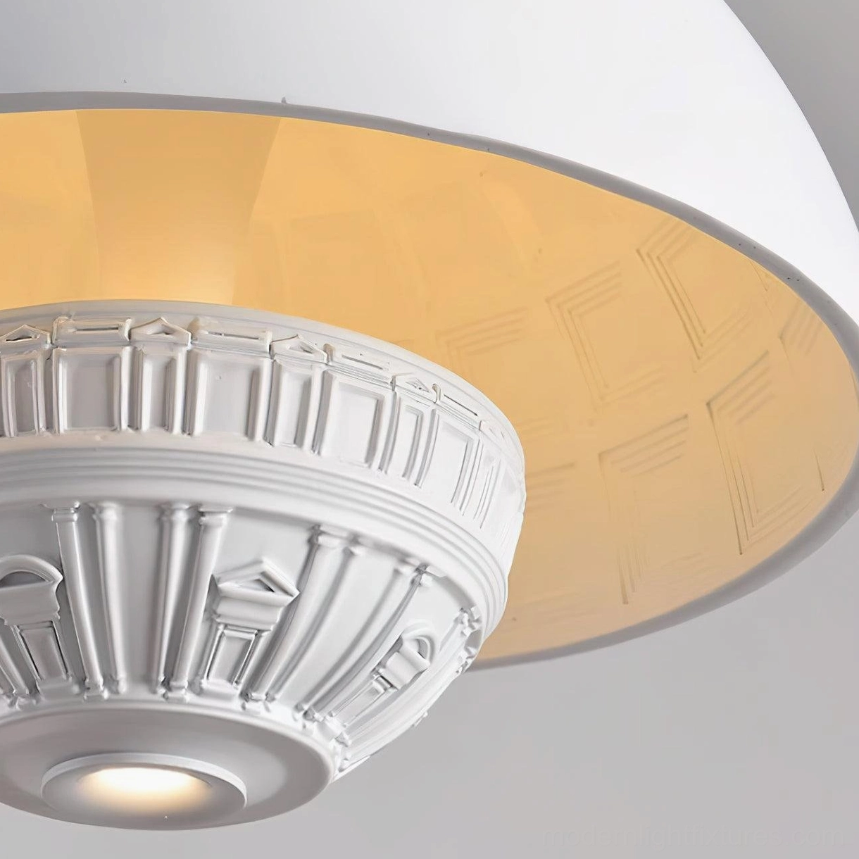 White dome pendant light product photography studio background modern fixture