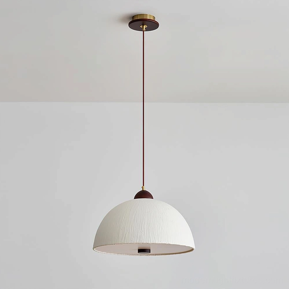 White Doria Model B pendant light, clean minimalist design, 40cm width dome shade