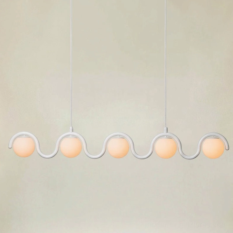Contemporary wave pendant light white finish clean minimalist aesthetic