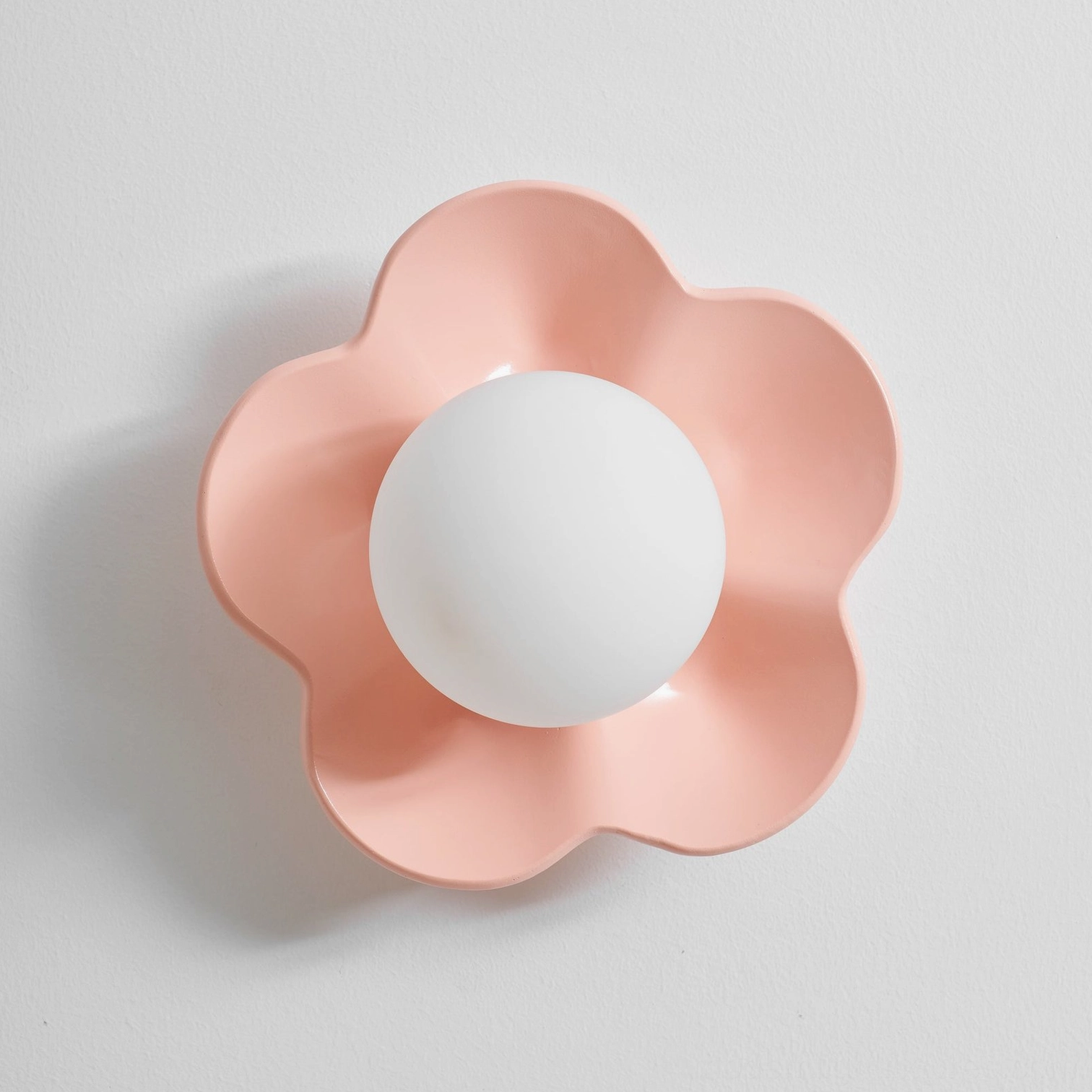 White Fleur wall lamp minimalist bedroom sanctuary - clean botanical sconce serene contemporary bedroom design