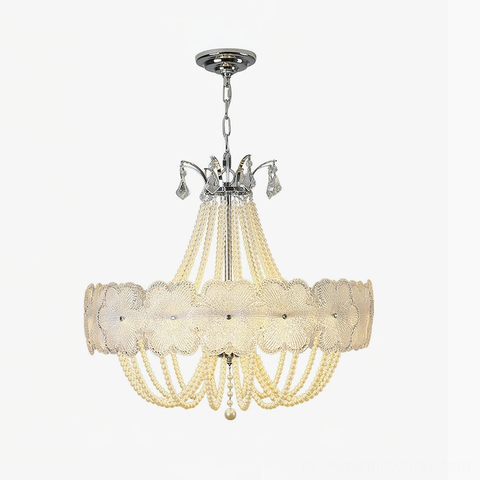 White flower glass pendant chandelier 60cm in modern dining room atmospheric lighting
