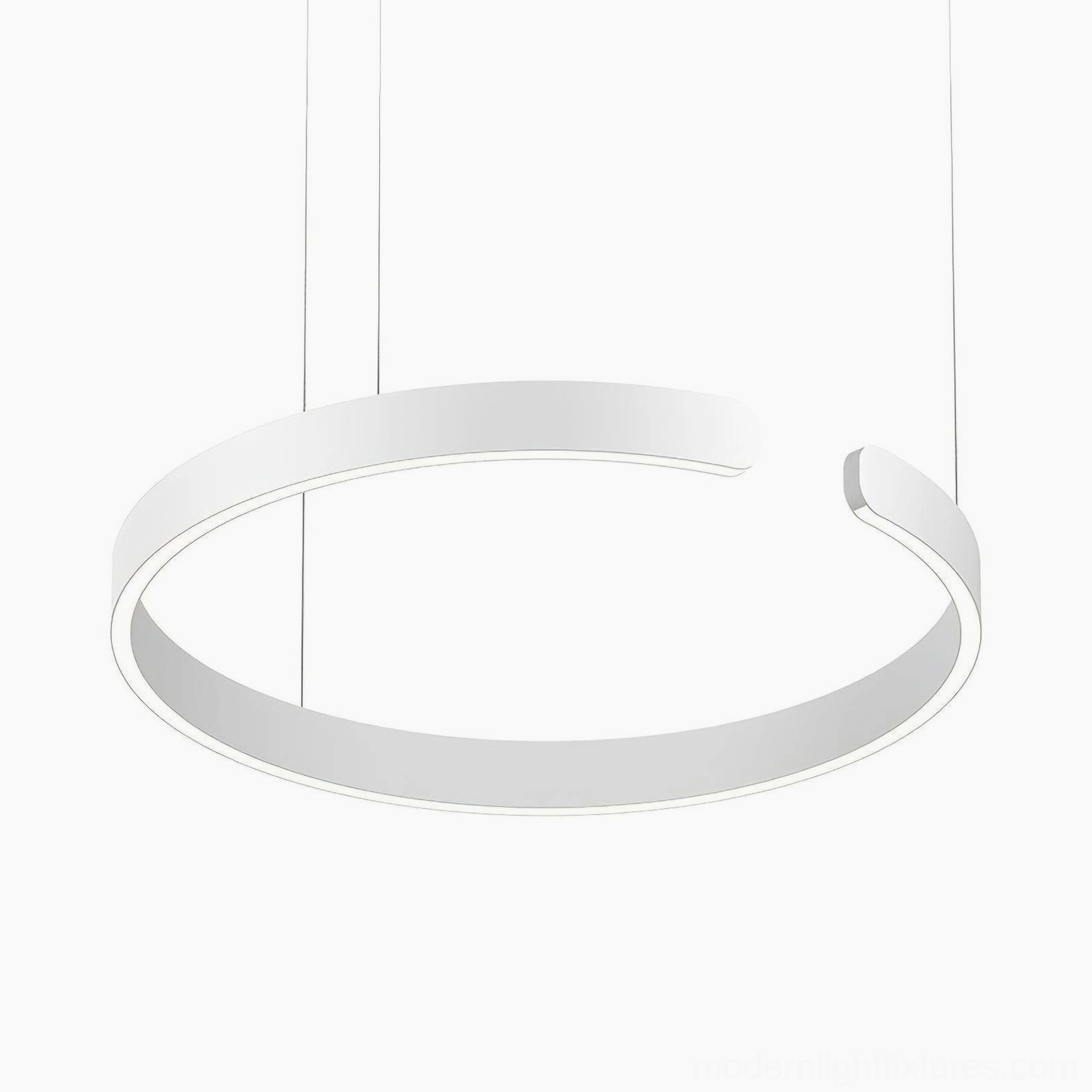 White finish halo LED ring pendant lamp in clean modern interior design setting