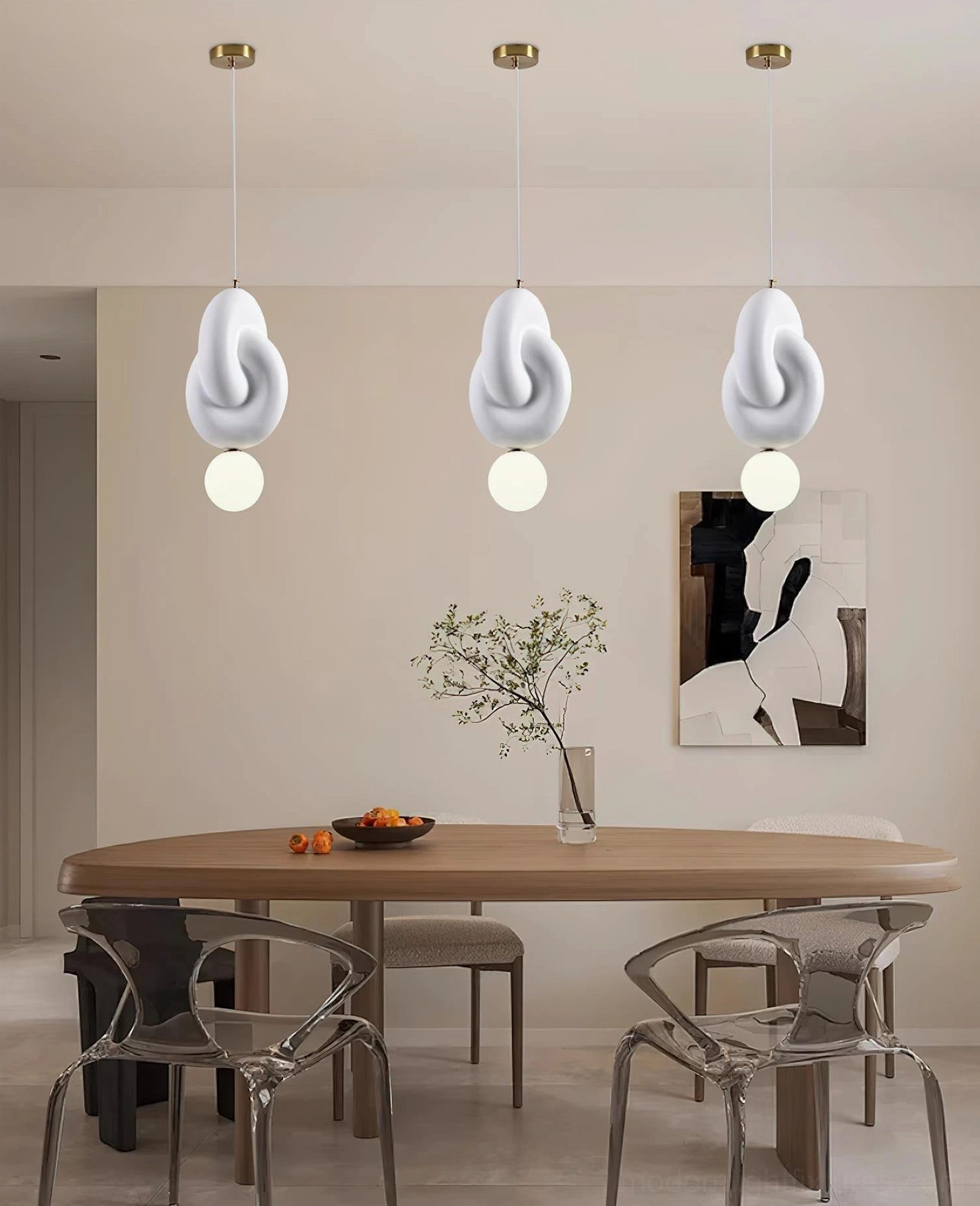 White layered disc pendant light fixture, minimalist modern design for contemporary interiors