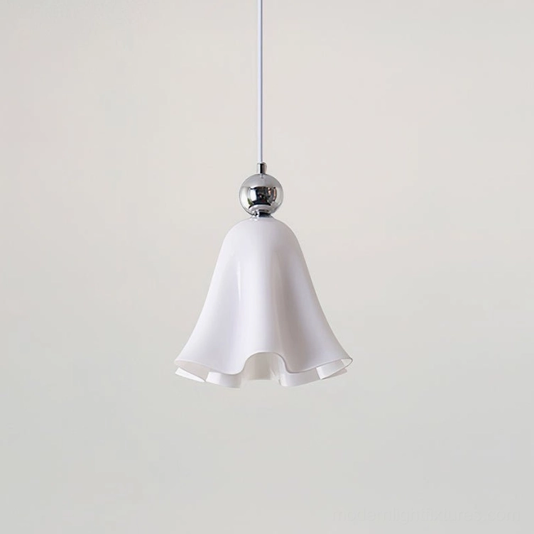 White Vellia lily pendant light medium size contemporary hanging lamp for kitchen