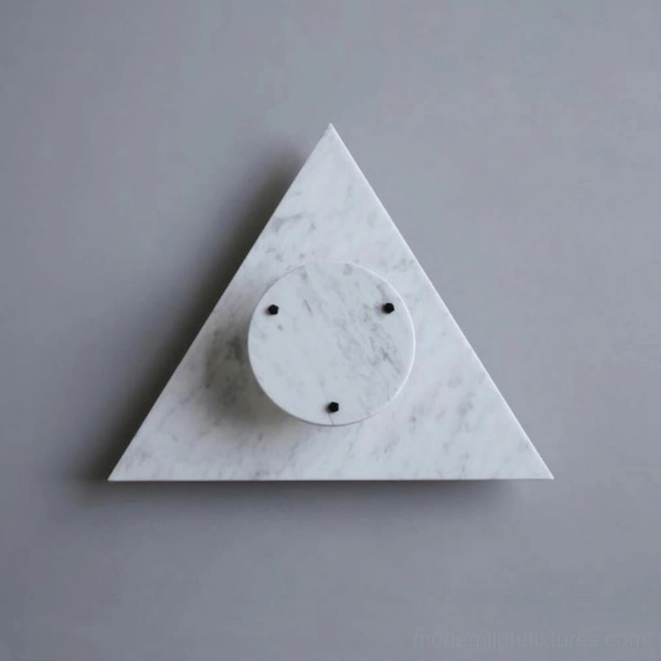 White marble triangular wall sconce 38cm x 33cm modern geometric design