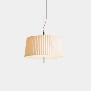 White pleated drum pendant light with minimalist design, studio photography showcasing the fabric texture and craftsmanship