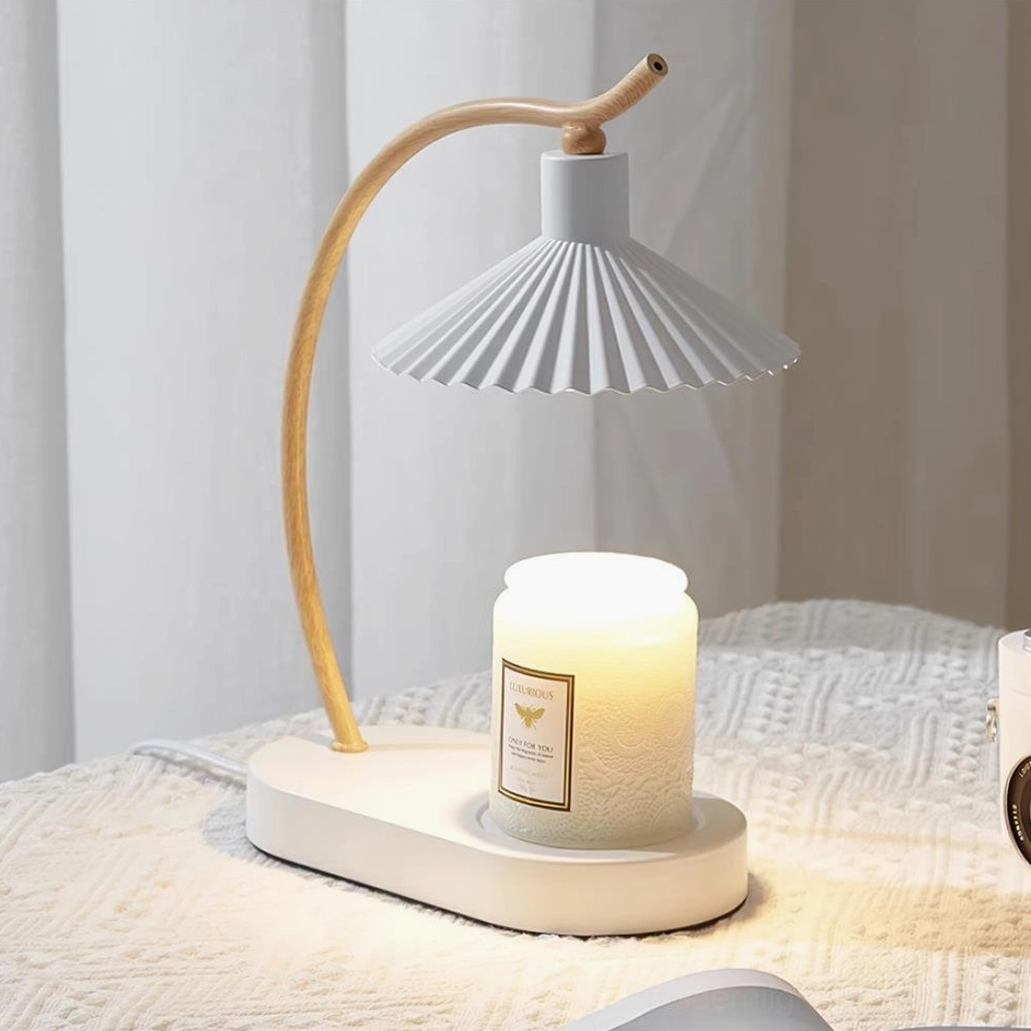 White pleated table lamp modern living room side table accent lighting