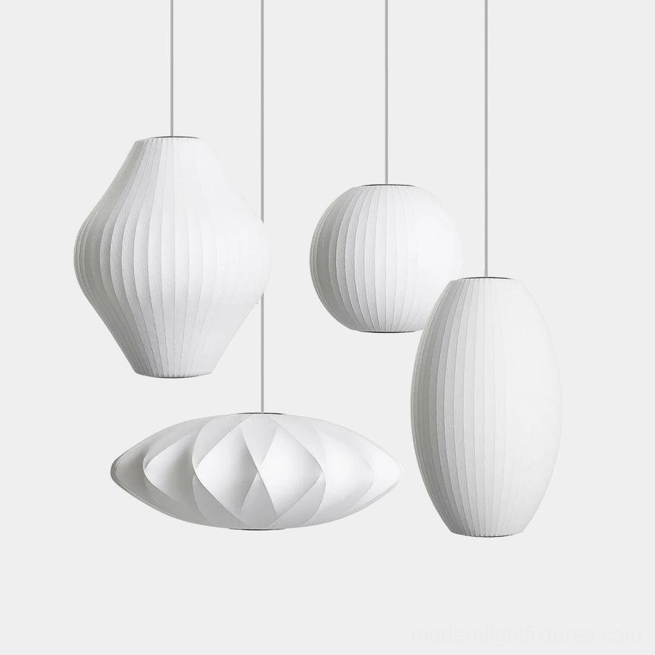 White ribbed bubble pendant light - modern geometric ceiling fixture design