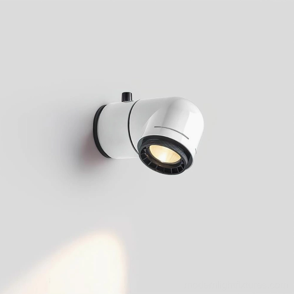 White tubular adjustable wall sconce modern minimalist design with integrated LED lighting