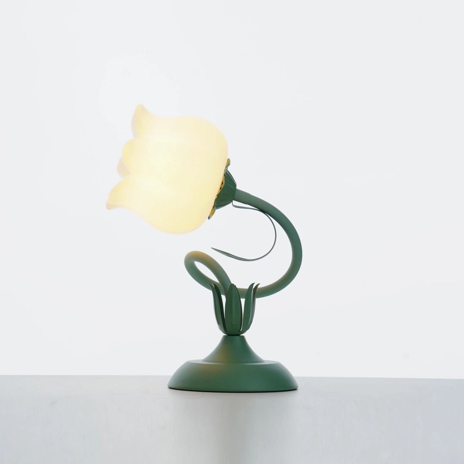White twist tulip table lamp with extended 59-inch power cord for flexible placement