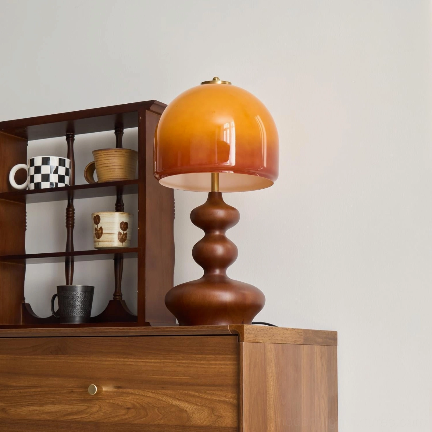 Willow table lamp in minimalist Scandinavian interior, organic modern lighting design