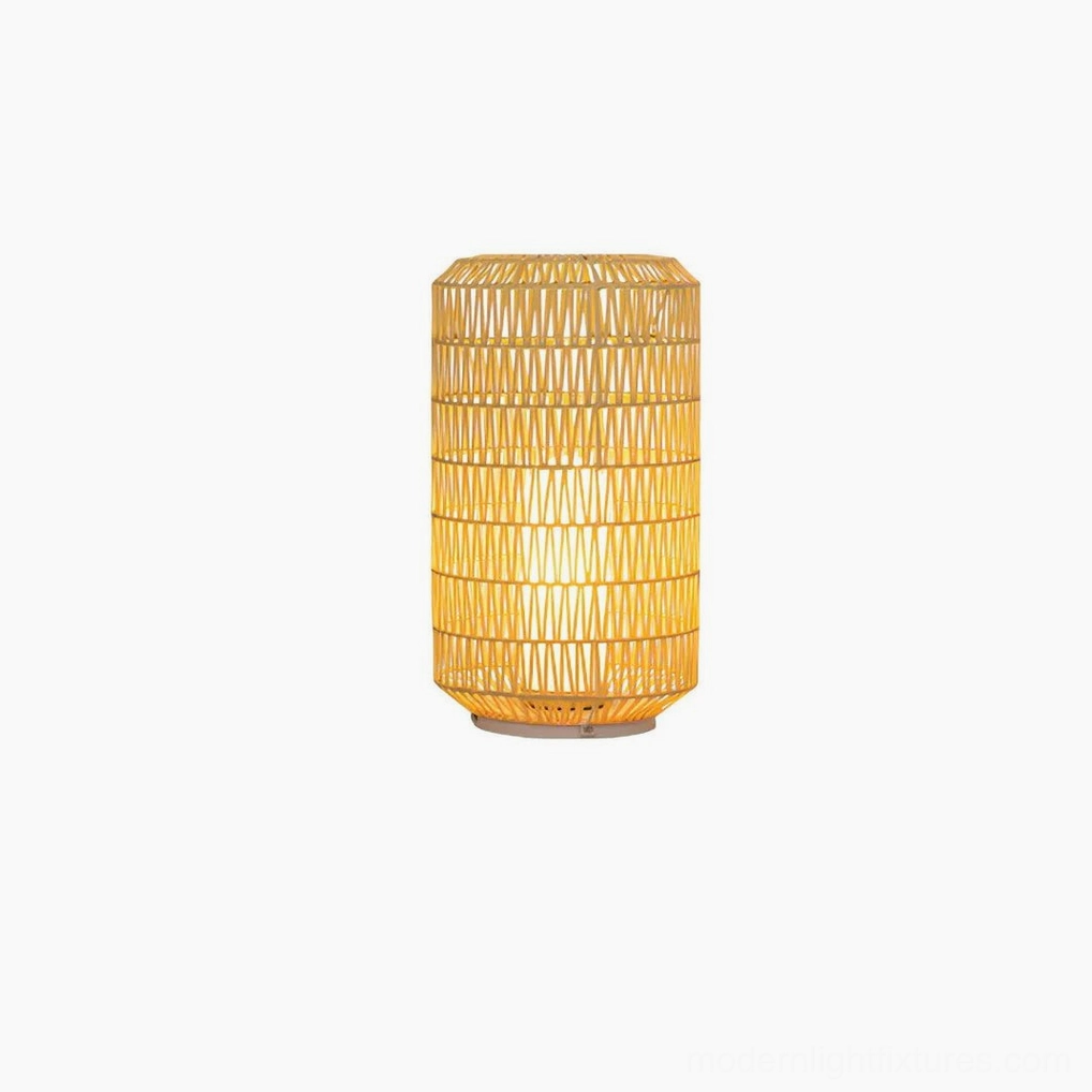 Wired rattan outdoor table lamp with certification badges North America Australia Europe