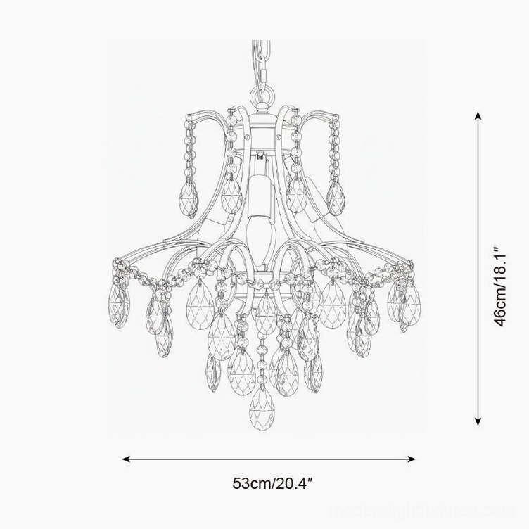 Chandelier design documentation orthographic front view 52cm width 20.4 inches specification