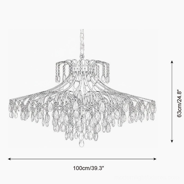 Grand crystal wisteria chandelier technical drawing 100cm width 39.3 inches largest size specification