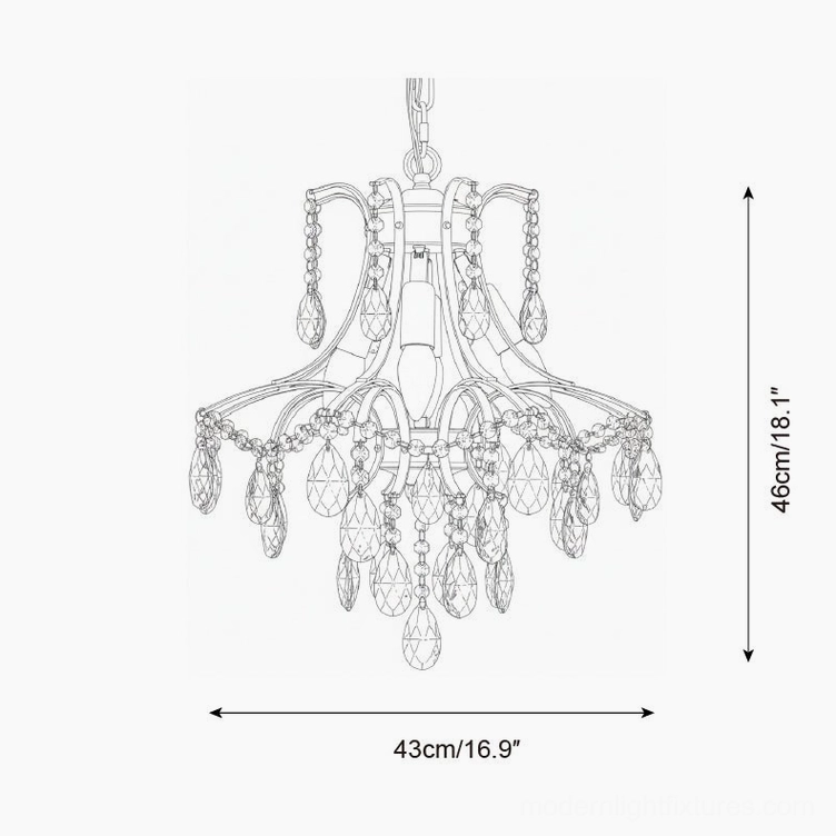 Chandelier technical drawing orthographic front view 43cm width 16.9 inches height specification