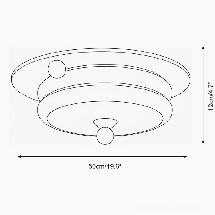 Technical specification drawing of 50cm diameter large wood ceiling fixture
