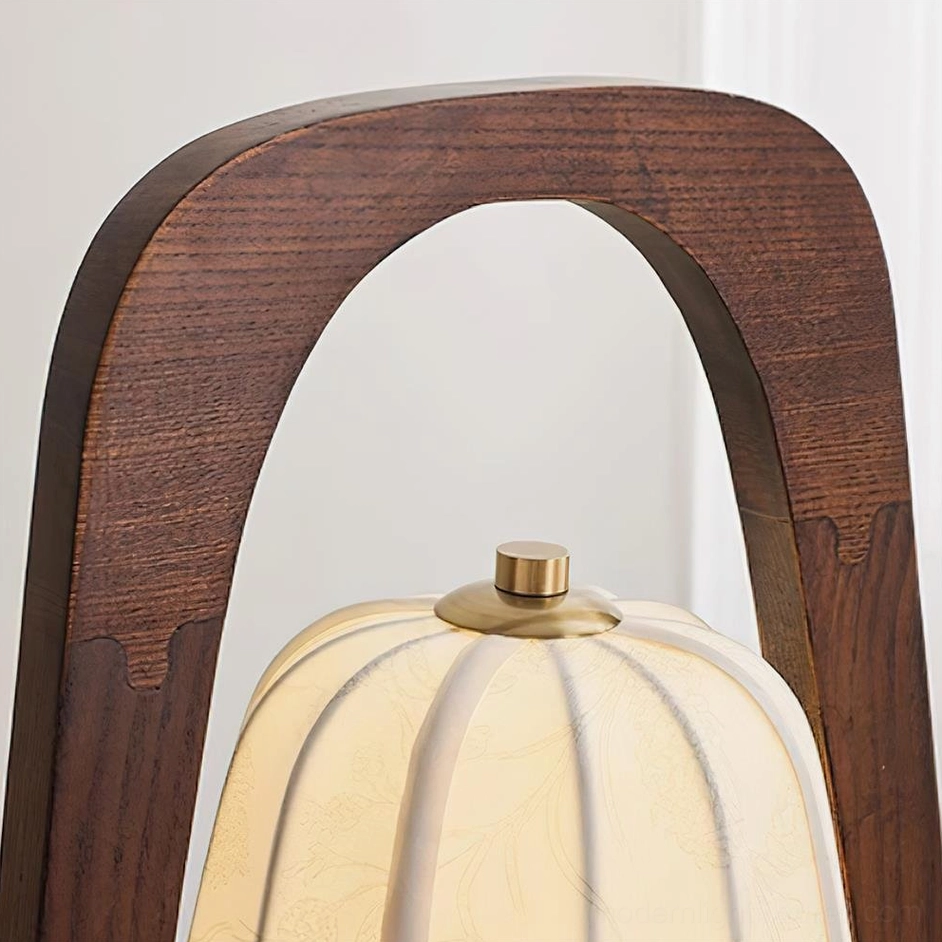 Natural wood grain detail of Scandinavian table lamp frame, contemporary Nordic home decor accent lighting