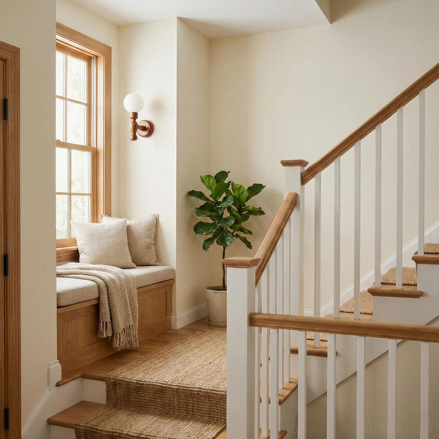 Artisan wooden wall sconce in modern interior, bedroom accent lighting
