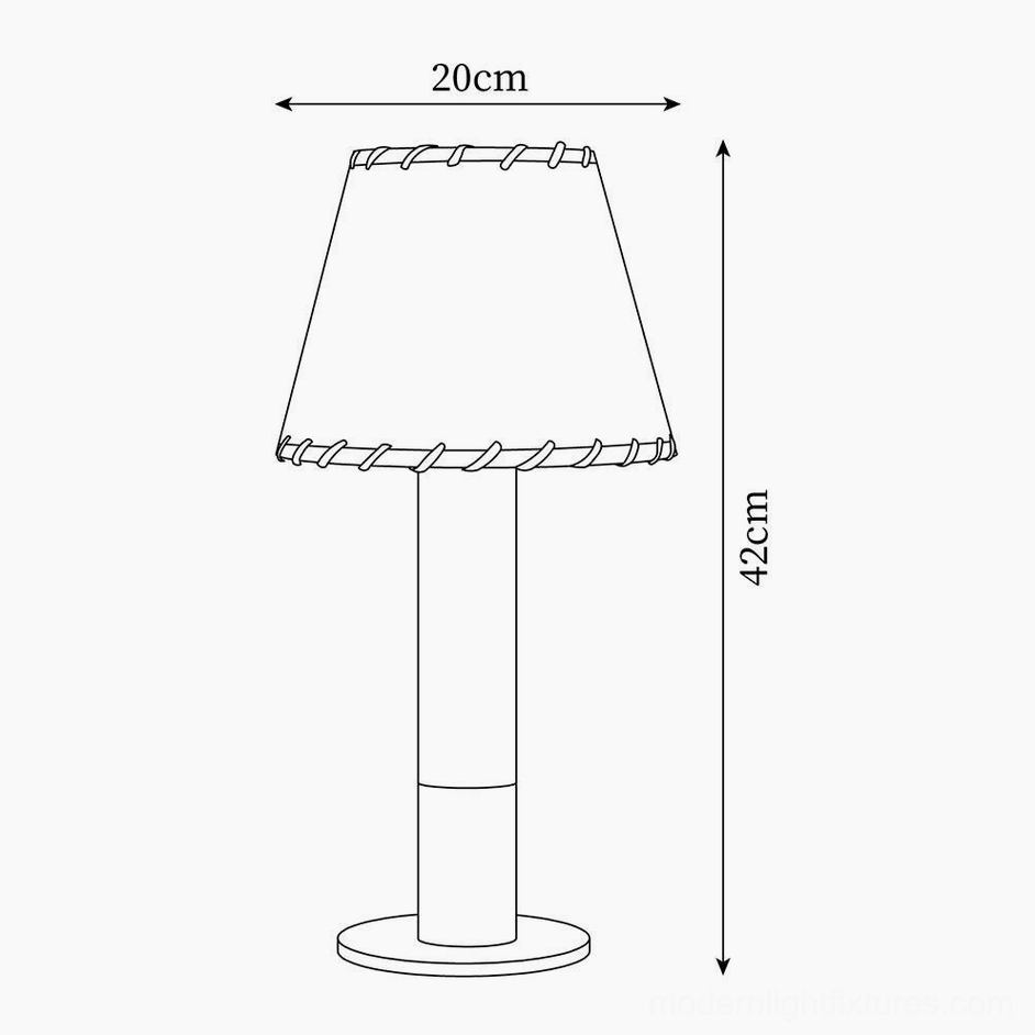 Harmonie wood lamp technical design specification drawing showing 20cm diameter and 42cm height measurements