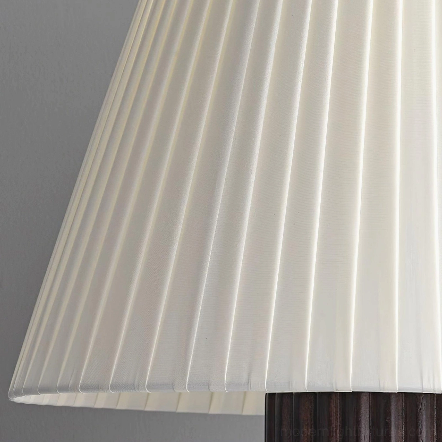 Premium wood table lamp with ribbed texture base and pleated shade in three color options white natural wood walnut for diverse interior styles