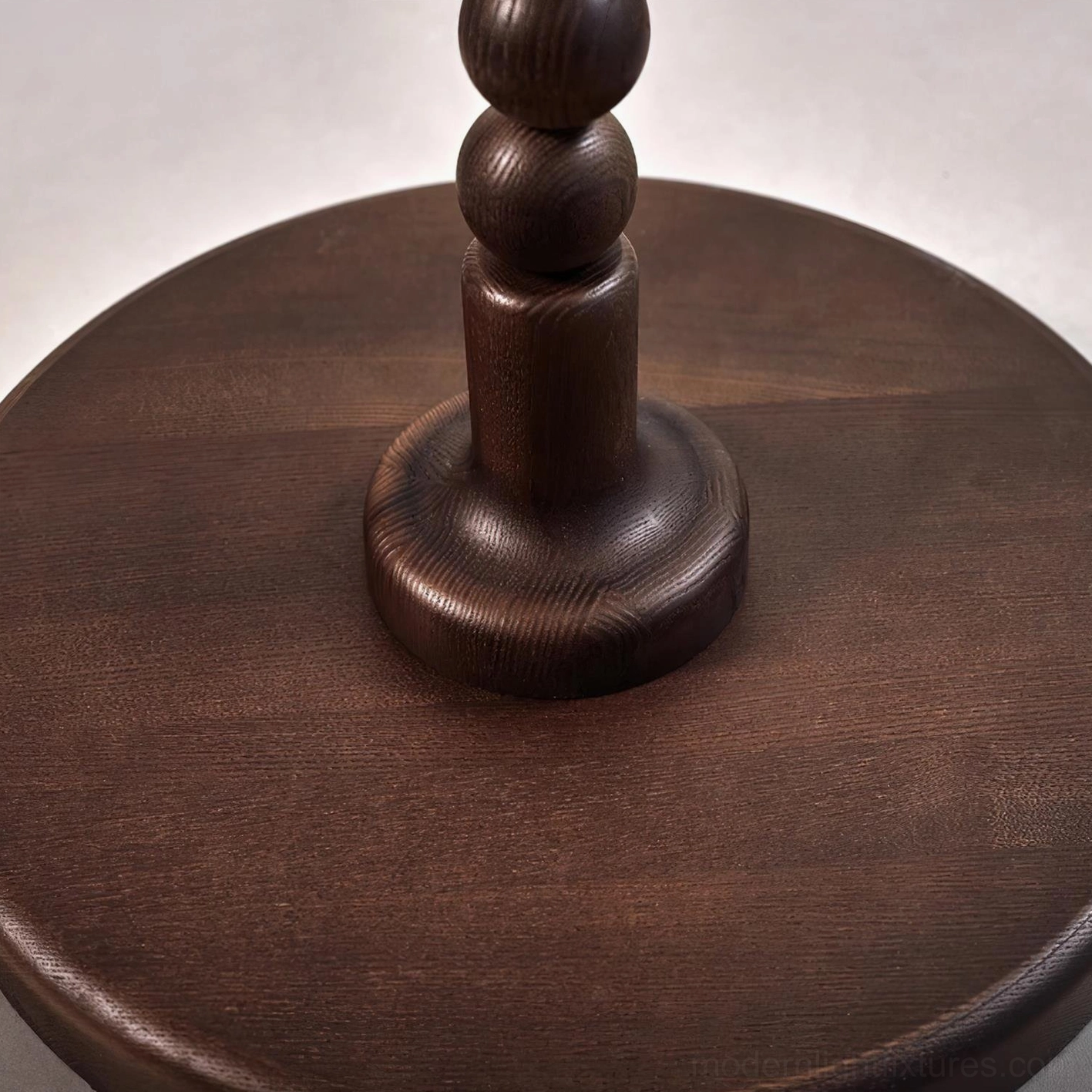 Contemporary wooden bead floor lamp accent piece in modern living room design